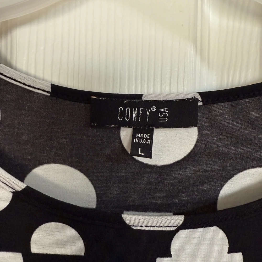 Polka Dot Black and White Dress by Comfy USA - Picture 3 of 3